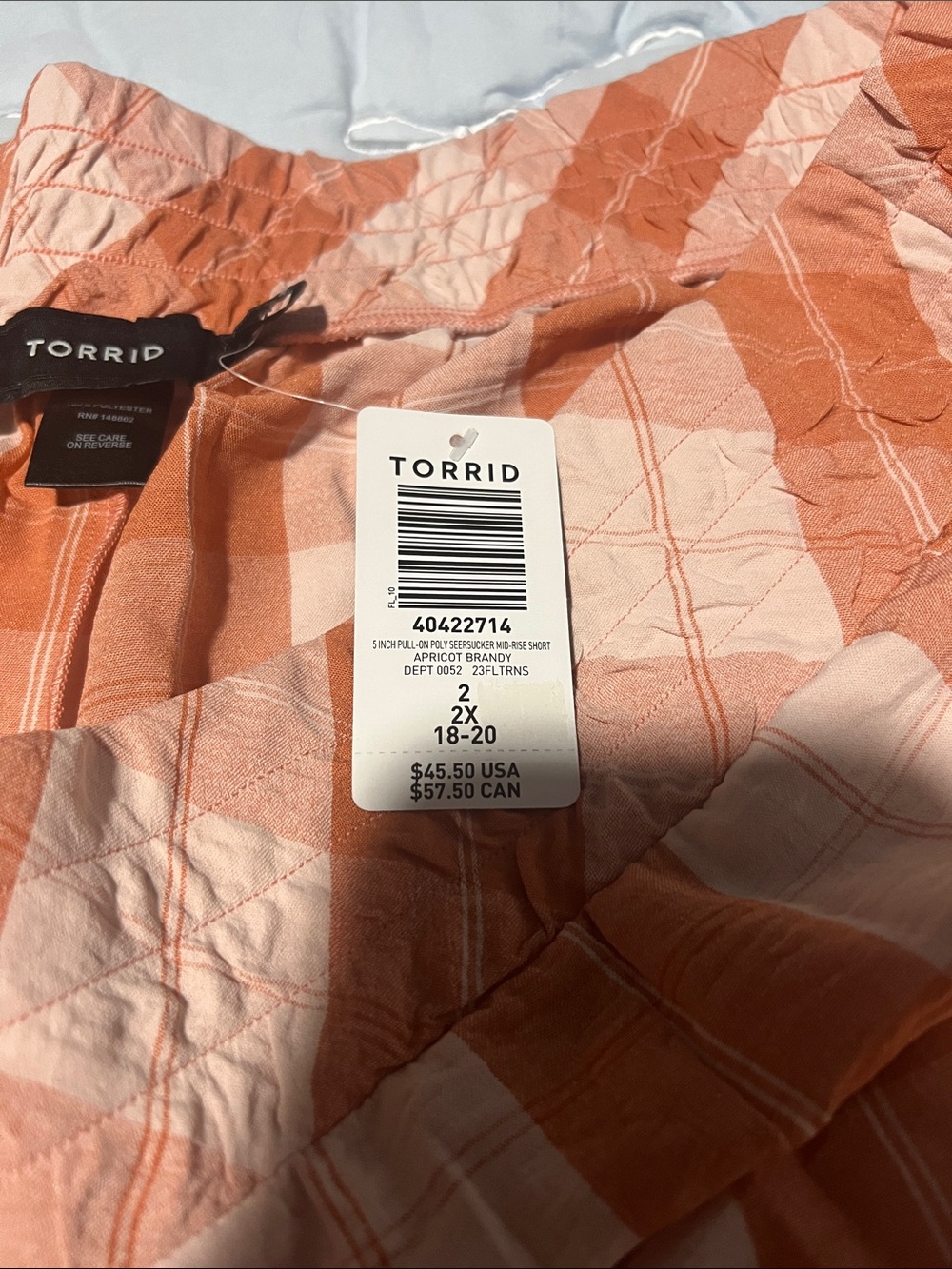 torrid Peach & Coral Plaid High-Rise Women’s Shorts - Picture 4 of 4